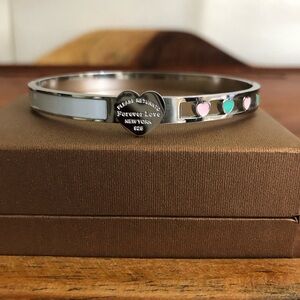 Women’s 925 Silver Plated Stainless Steel Hollow Bangles Blue Pink Heart Shell